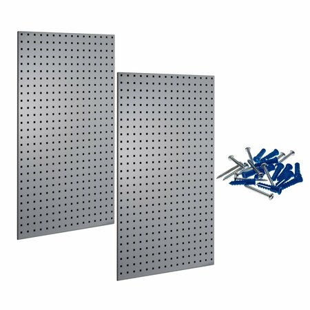 TRITON PRODUCTS 24in W x 42-1/2in H Gray Epoxy Coated 18-Gauge Steel Square Hole Pegboards 2 & Mounting Hardware LB2-G
